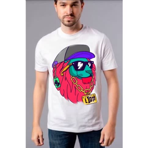 White Unisex Lion Printed