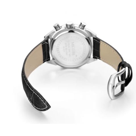 Unisex Chronograph Leather Sports Watch - Black