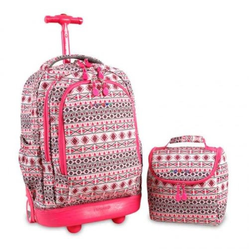 18inch Set Beamer Rolling Backpack And Lunch Bag - Skandi Pink