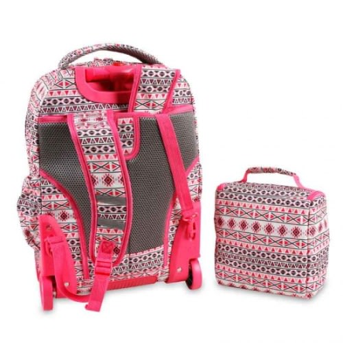 18inch Set Beamer Rolling Backpack And Lunch Bag - Skandi Pink
