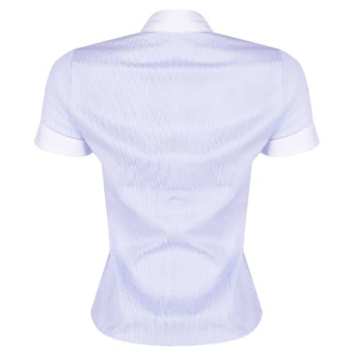Striped Short Sleeve Blouse- Blue