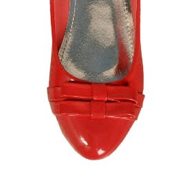 Ladies Flat Patent Leather Shoe - Red