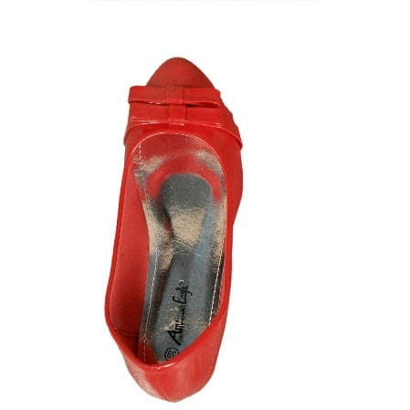 Ladies Flat Patent Leather Shoe - Red