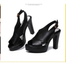 Flap Cross Over Microfiber Leather High Heel Sandals
