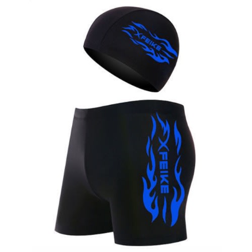 Men's Boxer Swimming Trunks + Swimming Cap + Goggle + Earplug - Nose clip & Bag