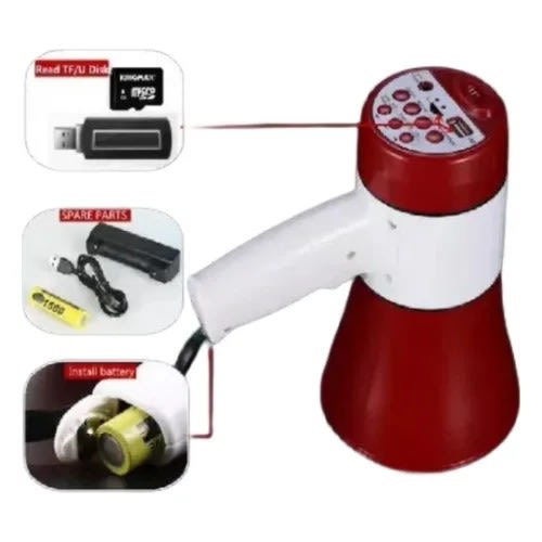 Bluetooth & Usb Handheld Rechargeable Megaphone With Recording