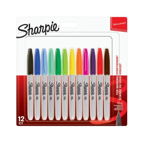 Sharpie Permanent Markers - Fine Tip Pack Of 12