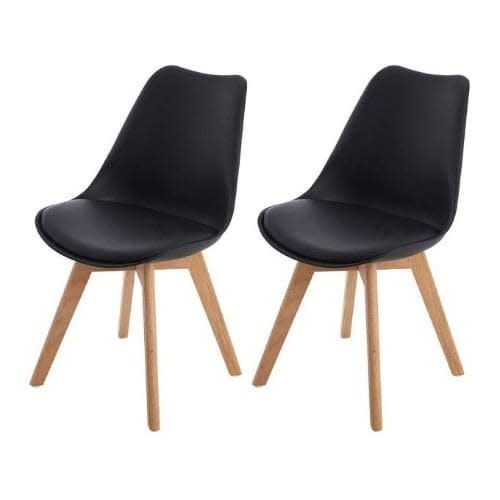 Inspired Leather Padded Plastic Chair - Black - Set Of 2