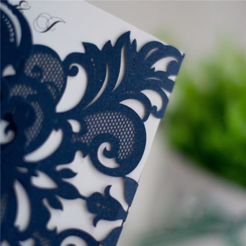 Pack of 100 Laser Cut Wedding Invitation Card - 0007-Blue