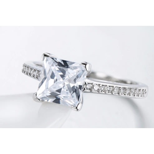 Cubic Zirconia Sterling Silver Ring - Ec16