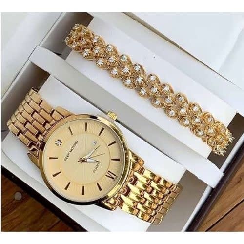 Men's Wrist Watch Set - Gold