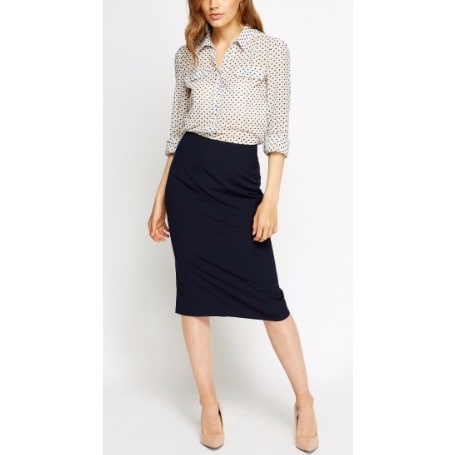 Formal Midi Casual Skirt -Navy Blue