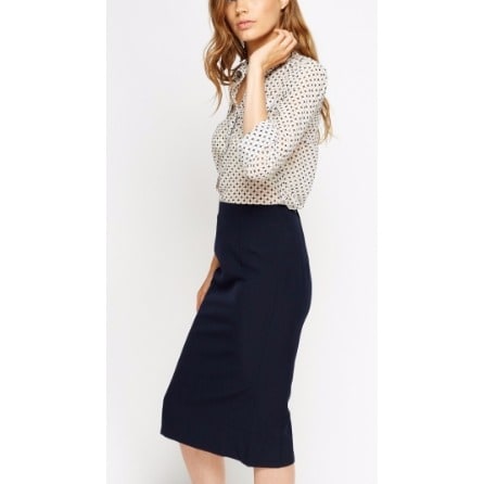 Formal Midi Casual Skirt -Navy Blue