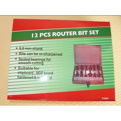 12pcs Router Bits Set 8mm Shank Tungsten Carbide Tip Woodworking Cutter Tools