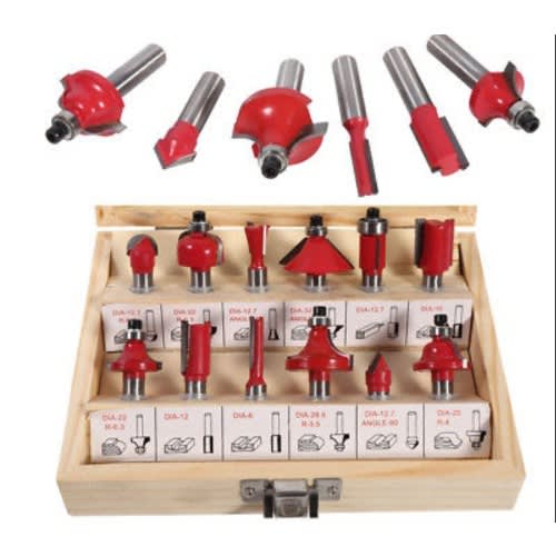 12pcs Router Bits Set 8mm Shank Tungsten Carbide Tip Woodworking Cutter Tools