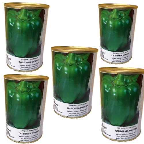 Pop Vriend - California Wonder Sweet Bell Pepper Seeds - 100 Grams - 5 Tins