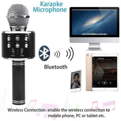 Wireless Bluetooth 3-in-1 Portable Handheld Karaoke Mic With Hifi- Speaker, Bluetooth Easy Sync-up