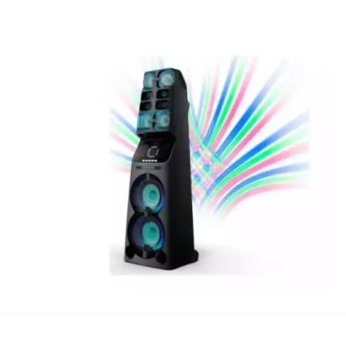 High Power Music System With Party Lights & Karaoke - Black