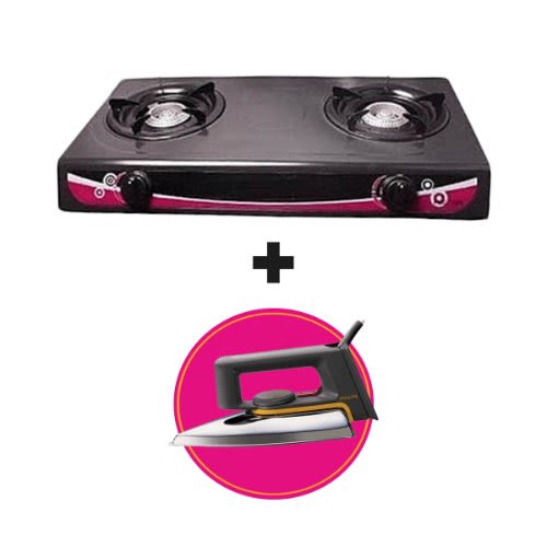 2 Burner Table Top Gas Cooker + Free Iron