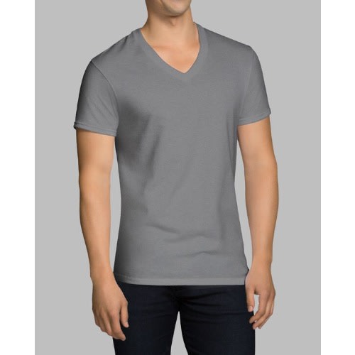 V Neck T Shirt - 6 Pack - Black And Grey