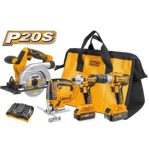 Lithium-ion Cordless Drill- 4 Pieces Combo Kit -20v