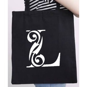 Letter L Design Tote Bag - Black