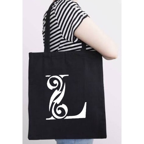 Letter L Design Tote Bag - Black