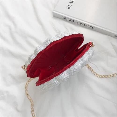 Sequin Chain Shell Bag For Women - White