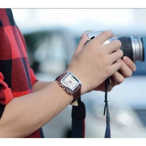 Men Leather Watch - Brown