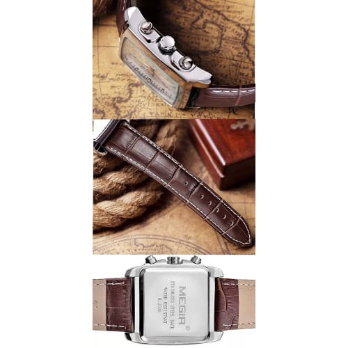 Men Leather Watch - Brown