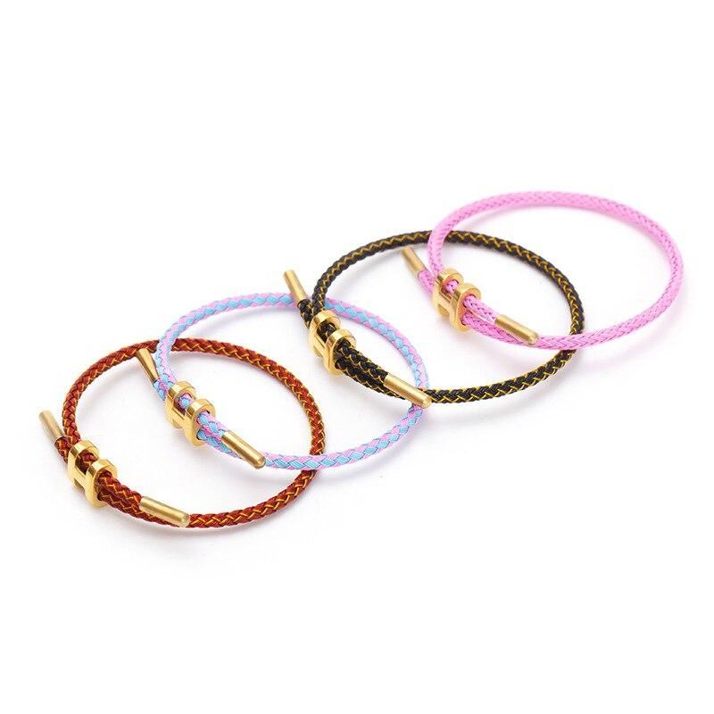 Hot Sale 316L Stainless Steel Bracelet High Quality Upscale Couple Bracelets Braided Rope Lucky Love Charm Jewelry Women Bangle