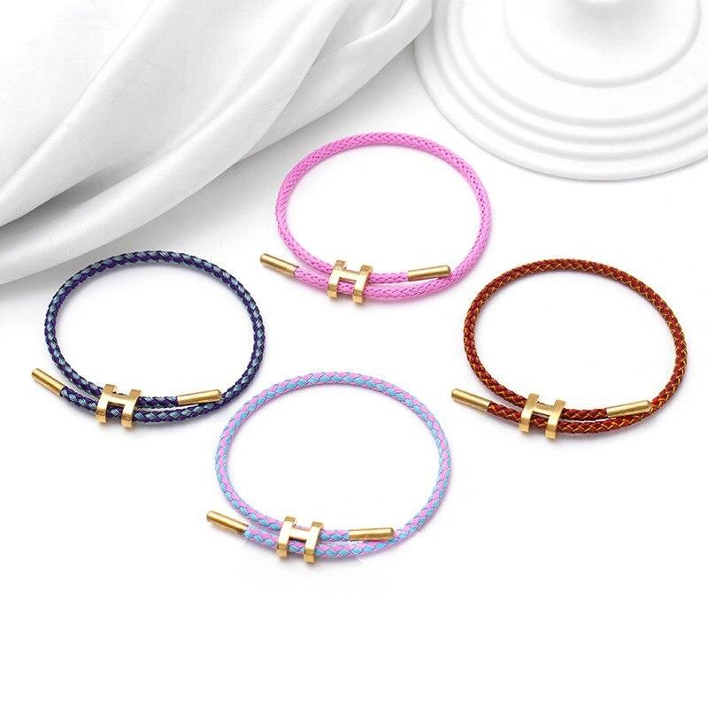 Hot Sale 316L Stainless Steel Bracelet High Quality Upscale Couple Bracelets Braided Rope Lucky Love Charm Jewelry Women Bangle