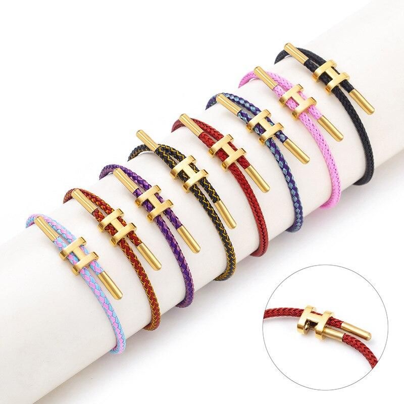 Hot Sale 316L Stainless Steel Bracelet High Quality Upscale Couple Bracelets Braided Rope Lucky Love Charm Jewelry Women Bangle