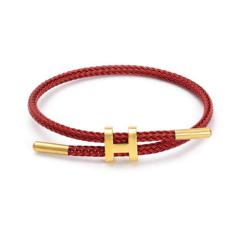 Hot Sale 316L Stainless Steel Bracelet High Quality Upscale Couple Bracelets Braided Rope Lucky Love Charm Jewelry Women Bangle