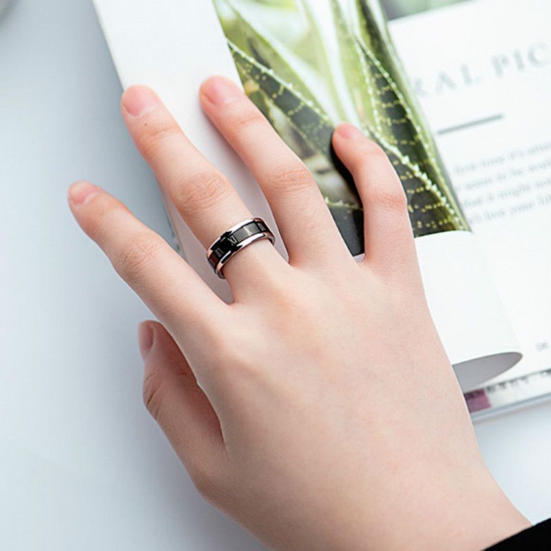 Numeric Black Silver Unisex Men Women Wedding Engagement Ring.