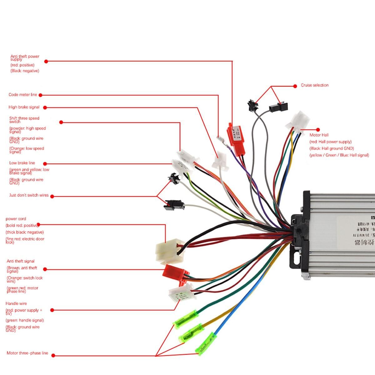 36V 48V 350W E-Bike Brushless Controller 6 Tube Dual Mode for Electric Bicycle Scooter Speed Intelligent Dual Motor Part