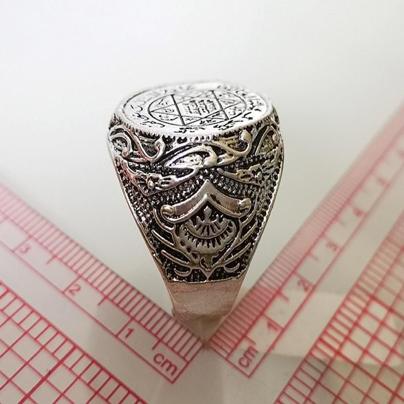 Classic Ring Jewelry Star of David Ancient Word Vintage Style Ring for Men