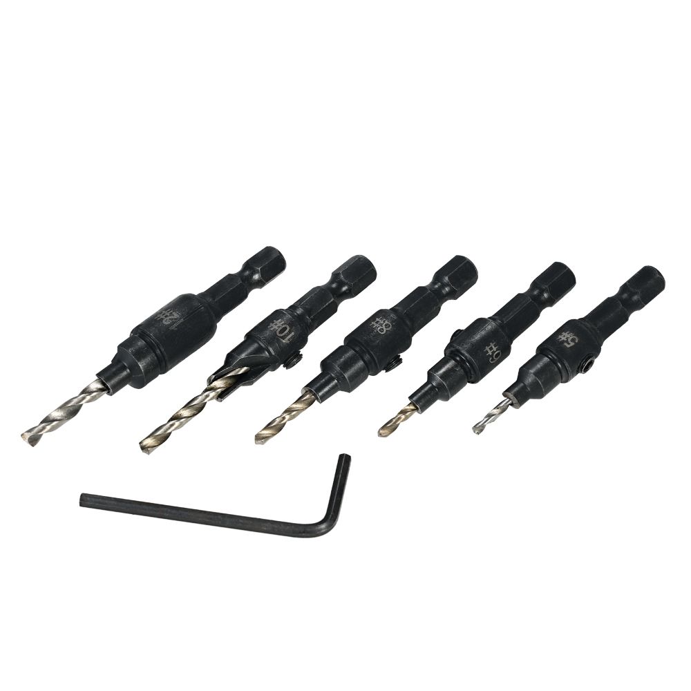 5pcs HSS Countersink Drill Cone Bit Set 1/4" Hex Shank Quick