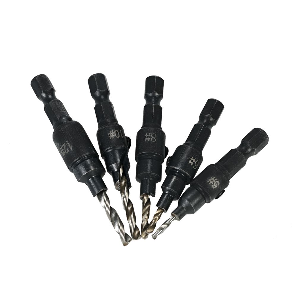 5pcs HSS Countersink Drill Cone Bit Set 1/4" Hex Shank Quick