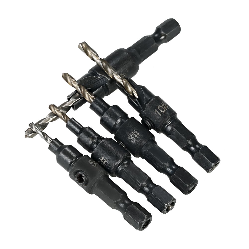 5pcs HSS Countersink Drill Cone Bit Set 1/4" Hex Shank Quick