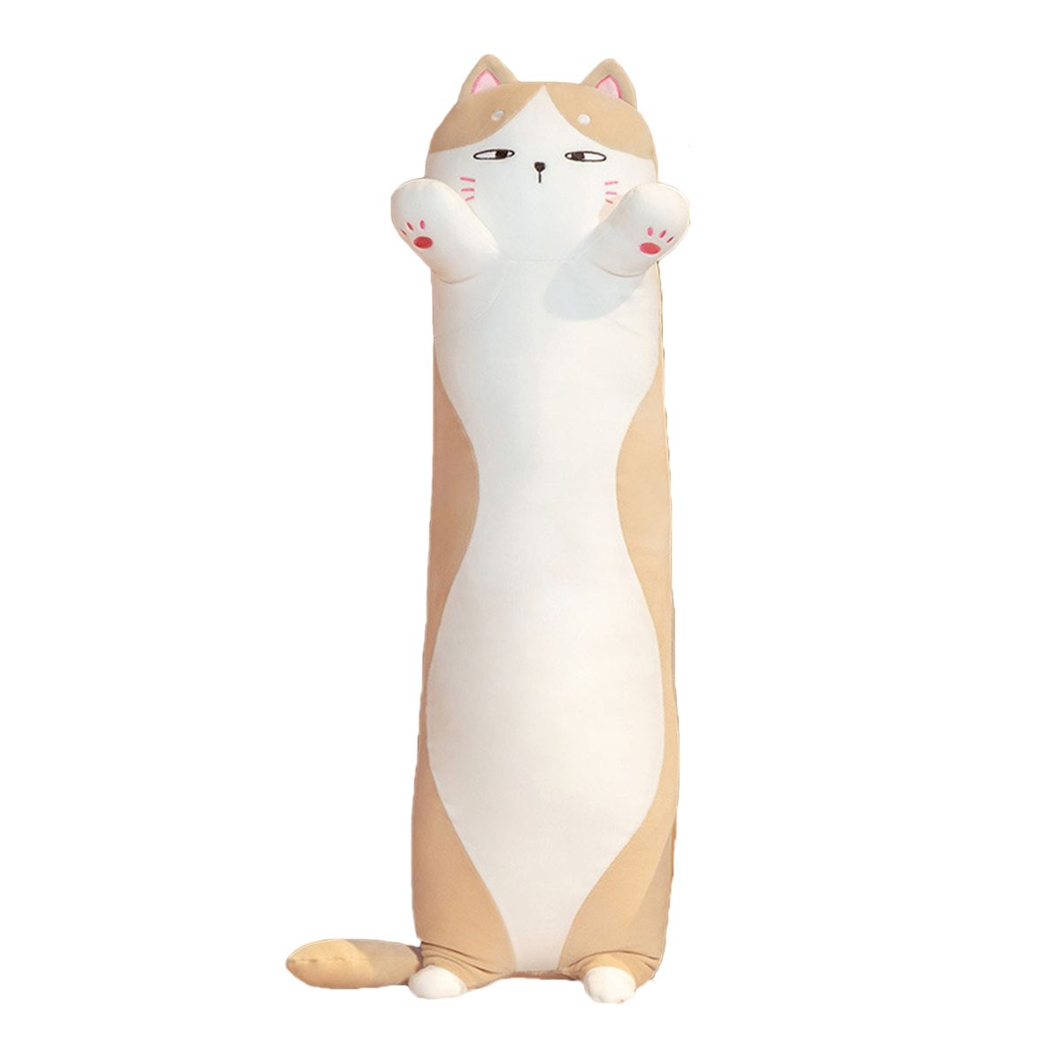 90cm Long Throw Pillow Cat Stuffed Animals Soft Plushies Light Brown