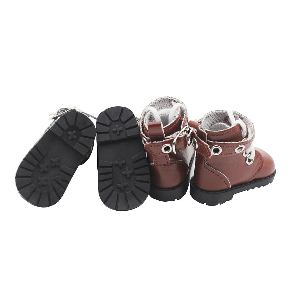 1 Pair Boots Accessories Faux Leather Doll Boots Dark Brown