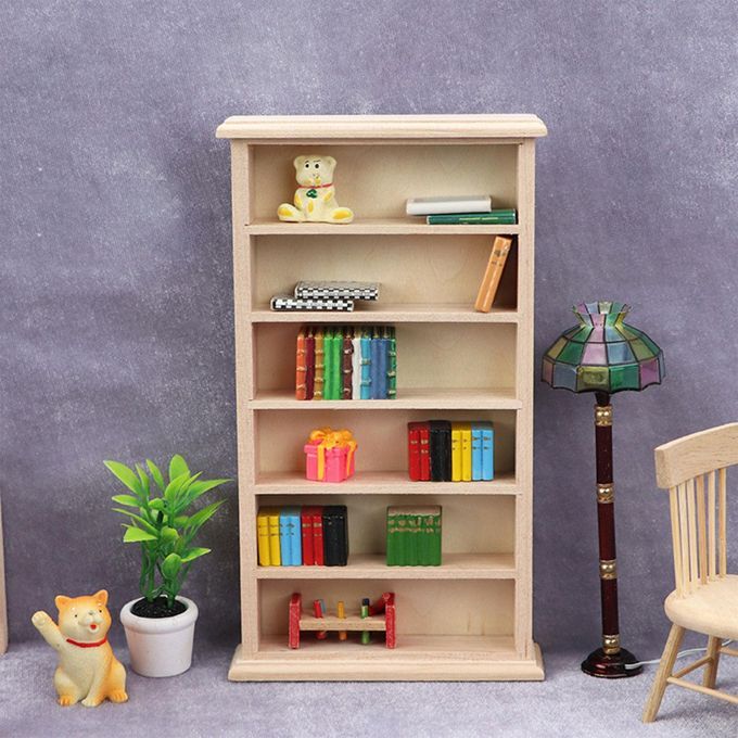 Handmade 1/12 Bookshelf Bookcase Shelf Cabinet With Mini Books