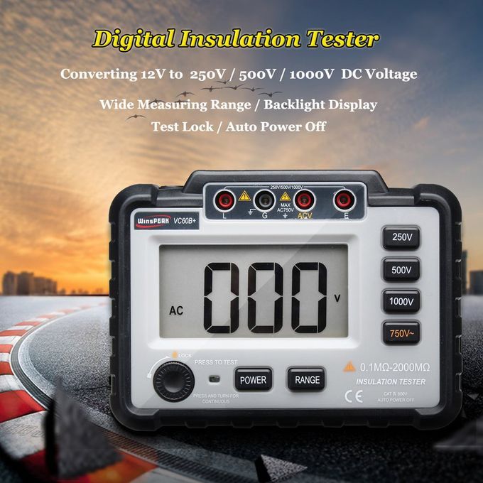 VC60B + Digital Insulation Resistance Tester Earth Ground Meter Megger Grey