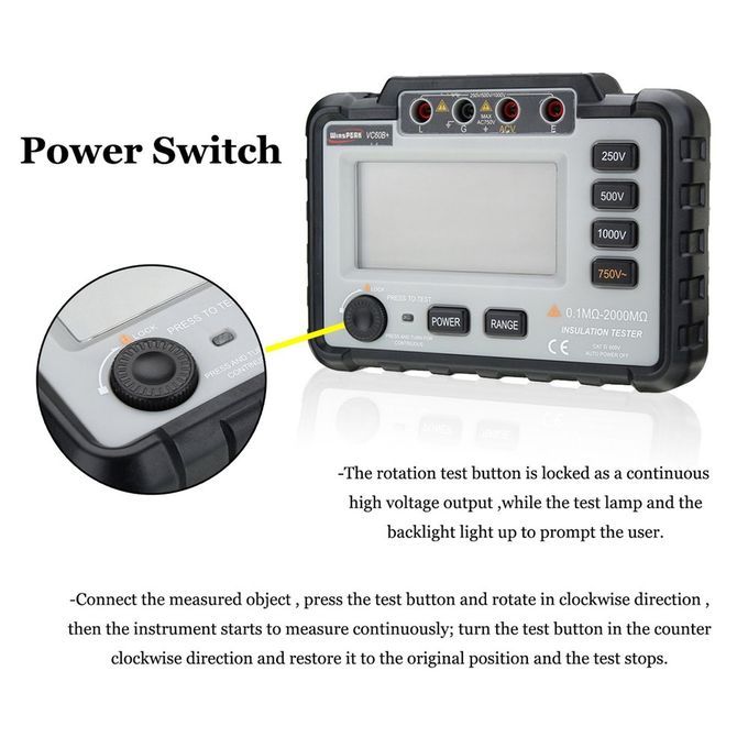 VC60B + Digital Insulation Resistance Tester Earth Ground Meter Megger Grey
