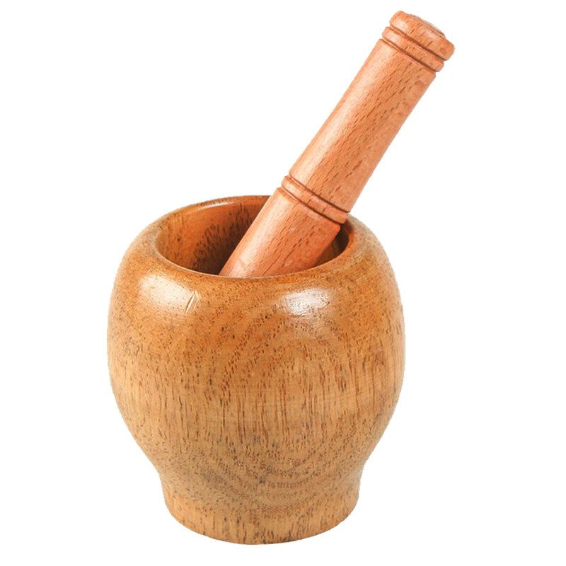 Wood Mortar And Pestle Press Ginger Crusher Spices Grinding Garlic Mincer Herb 11cm