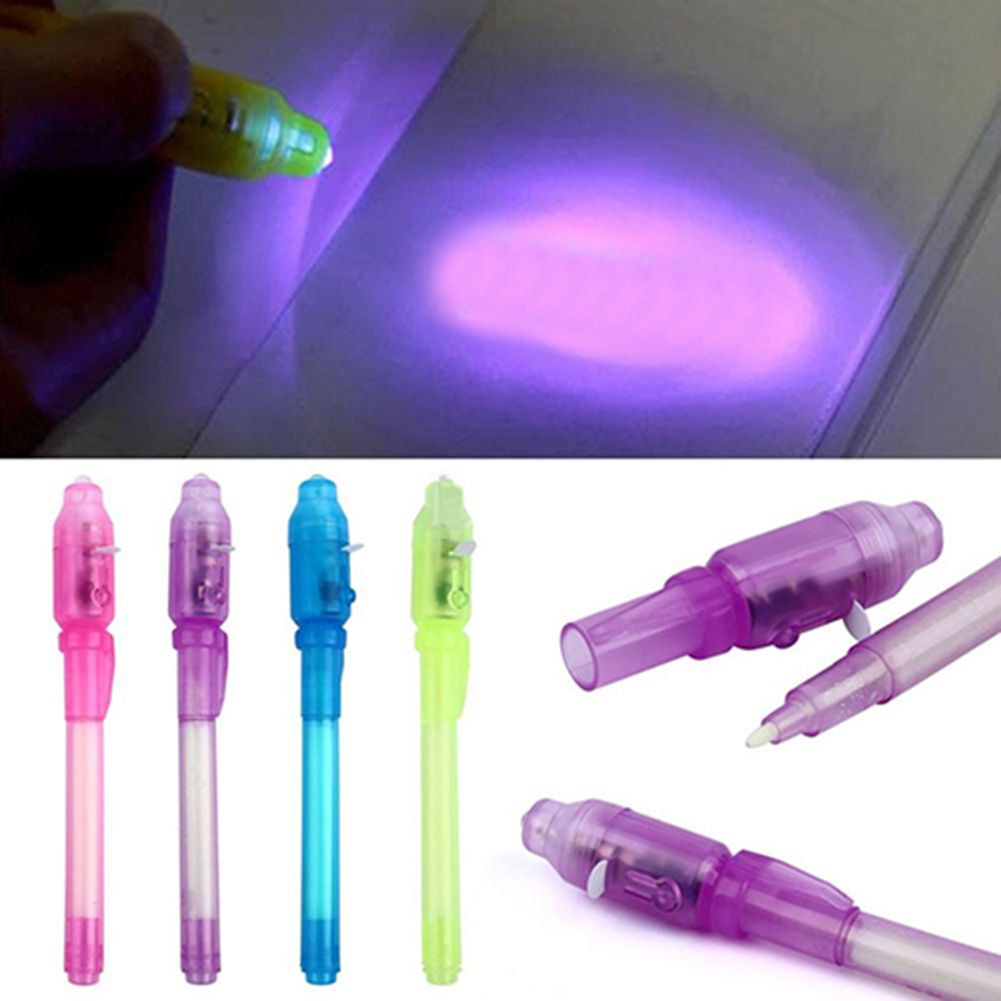 Invisible Ink Pen With Built In UV Light Magic Marker-Yellow