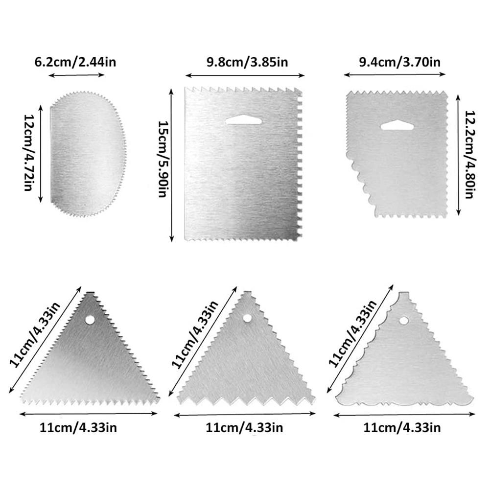 6PCS Cake Scraper Stainless Steel Cake Edge Scraper s