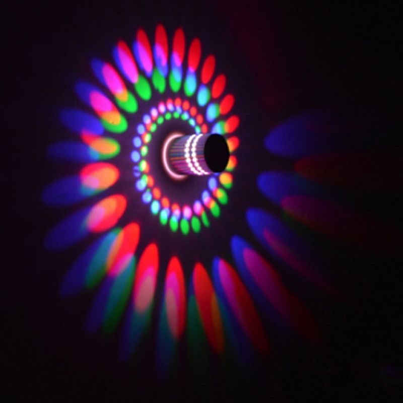 3W Modern Interior Creative Spiral Round Wall Lamp For Club, KTV, Corridor, Aisle, Background Wall Decoration Lamp Wall Mounted(Red+Green+Blue)