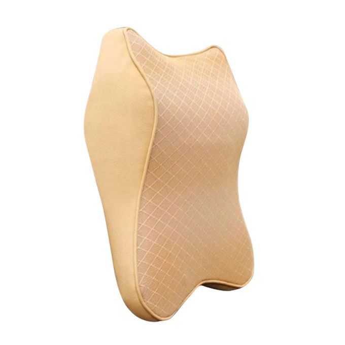 Car Neck Cushion Neck Pillow Headrest Cushion Lumbar Support Beige L